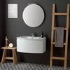 Mueble De Baño Moderno Colgado De 82 Cm Blanco Espejo Redondo | Riva