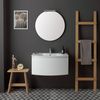 Mueble De Baño Moderno Colgado De 82 Cm Blanco Espejo Redondo | Riva