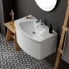 Mueble De Baño Moderno Colgado De 82 Cm Blanco Espejo Redondo | Riva