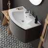 Mueble De Baño Con Lavabo Suspendido Gris Antracita Espejo Redondo | Riva