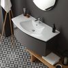 Mueble De Baño Curvo Cm 102 Gris Pizarra Brillante Espejo Redondo | Riva