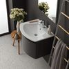 Mueble De Baño Con Lavabo Suspendido Gris Brillante Espejo Rectangular | Riva