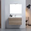 Mueble De Baño Suspendido De 90 Cm En Roble Natural Con Lavabo De La Serie Sole