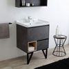 Mueble De Baño 60 Cm Gris Industrial, Patas De Acero Y Espejo Contenedor | Vienna