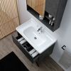 Mueble De Baño 80cm, 2 Cajones Gris Industrial, Patas De Acero Y Espejo Contenedor | Viena