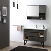 Mueble De Baño 100cm Gris Industrial Con Patas De Acero Y Espejo Contenedor | Viena