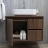 Mueble De Baño Suspendido 75cm Nogal Oscuro Efecto Madera Con Espejo Led 75x60 | Siena