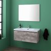 Mueble Con Cajón De 90 Cm Para Baño Color Cemento, Lavabo Y Espejo | Madrid