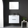 Mueble De Baño Suspendido Blanco Brillante Con Manija Negra Espejo Led Touch |parigi