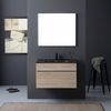 Mueble De Baño Suspendido De 80 Cm En Roble Natural Con Lavabo Negro Sole