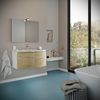 Mueble Lavabo Baño Curvo 80 Cm Carcasa Blanco Y Puertas Roble Miel | Garda