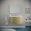 Mueble Lavabo Baño Curvo 80 Cm Carcasa Blanco Y Puertas Roble Miel | Garda