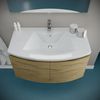 Mueble Lavabo Baño Curvo 80 Cm Carcasa Blanco Y Puertas Roble Miel | Garda