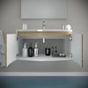 Mueble Lavabo Baño Curvo 80 Cm Carcasa Blanco Y Puertas Roble Miel | Garda