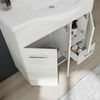 Mueble De Baño De 85 Cm En Roble Blanco Con Puertas, Cajón Y Espejo Con Colgante Rimini