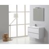 Mueble De Baño Suspendido 90cm 2 Cajones Blanco Foresta, Lavabo A La Izquierda, Espejo 90x70 | Manhattan