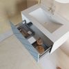 Mueble De Baño Azul Claro Mate De 80cm Con Lavabo Y Espejo Redondo De 75cm | Miami