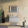 Mueble De Baño Suspendido Gris Mate 80 Cm Con Espejo 60x80 Led | Monaco