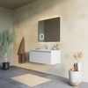 Mueble De Baño Suspendido 100cm Gris Con Espejo Led Y Reloj | Mónaco