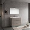 Mueble De Baño De Pie 100cm Gris Con Lavabo, Espejo 100x60 | New York