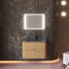 Mueble De Baño Suspendido 80cm Cajones Roble Miel, Lavabo Negro Mate | Hollywood
