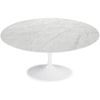 Mesa Tulipán Redonda De 130 Cm Con Mármol Blanco Y Base Blanca Mate