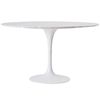 Mesa Tulipán Redonda De 170 Cm Con Mármol Blanco Y Base Blanca Mate