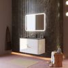 Mueble De Baño Suspendido De 100 Cm Con Cajones En Blanco Brillante Y Lavabo Negro | Hollywood