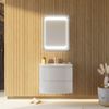 Mueble De Baño Curvo De Pared 70cm Brillo Blanco Led Espejo 80x60 | Los Angeles