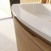 Mueble De Baño Curvado De Roble Miel De 105 Cm Con Espejo Abatible | Los Angeles