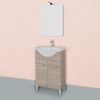 Mueble De Baño De Suelo De 55 Mm En Roble Humo Con 2 Puertas, Lavabo Y Espejo De La Serie Rimini