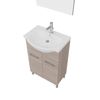 Mueble De Baño De Suelo De 55 Mm En Roble Humo Con 2 Puertas, Lavabo Y Espejo De La Serie Rimini