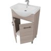 Mueble De Baño De Suelo De 55 Mm En Roble Humo Con 2 Puertas, Lavabo Y Espejo De La Serie Rimini