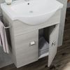 Mueble De Baño De Pared 56,5cm 2a Roble Gris Lavabo Espejo Y Toallero De Metal Cromado Serie Facile