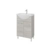 Mueble De Baño Con Pies De Roble Gris Completo Con Lavabo Y Espejo 56cm