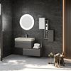 Mueble De Baño Gris Oscuro De 120 Cm Con Lavabo Hpl De Roble Hielo Y Espejo | Diamante