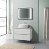 Mueble Suspendido 80cm Roble Blanco Y Beton, Mueble Lavabo, Espejo Led