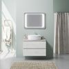 Mueble Suspendido 80cm Roble Blanco Y Beton, Mueble Lavabo, Espejo Led