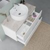 Mueble De Lavabo Suspendido 100cm Roble Blanco Y Tapa De Beton Con Lavabo De Sobremesa