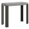 Consola Extensible Gris Hormigón Con Patas De Metal Antracita, 8 Plazas, De 40 A 196 Cm Liva