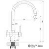 Grifo De Cocina 3 Vías Acero Inoxydable Pulido Caño Giratorio 360 ​​°