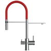 Grifo De Cocina 3vías - Caño Flexible Rojo Y Ducha 2 Chorros