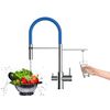 Grifo De Cocina 3vías - Caño Flexible Azul Y Ducha 2 Chorros