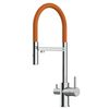 Grifo De Cocina 3vías - Caño Flexible Naranja Y Ducha 2 Chorros