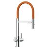 Grifo De Cocina 3vías - Caño Flexible Naranja Y Ducha 2 Chorros