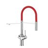 Grifo De Cocina 3vías - Caño Flexible Rojo Y Ducha 2 Chorros