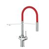 Grifo De Cocina 4vías - Caño Flexible Rojo Y Ducha 2 Chorros