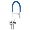 Grifo De Cocina 3vías - Caño Flexible Azul Y Ducha 2 Chorros