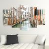 Legendarte - Cuadro Lienzo, Impresión Digital - Puente Sobre El Canal En Venecia - Decoración Pared Cm. 150x100 (5 Paneles)