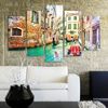 Legendarte - Cuadro Lienzo, Impresión Digital - Góndolas En El Canal De Venecia - Decoración Pared Cm. 150x100 (5 Paneles)